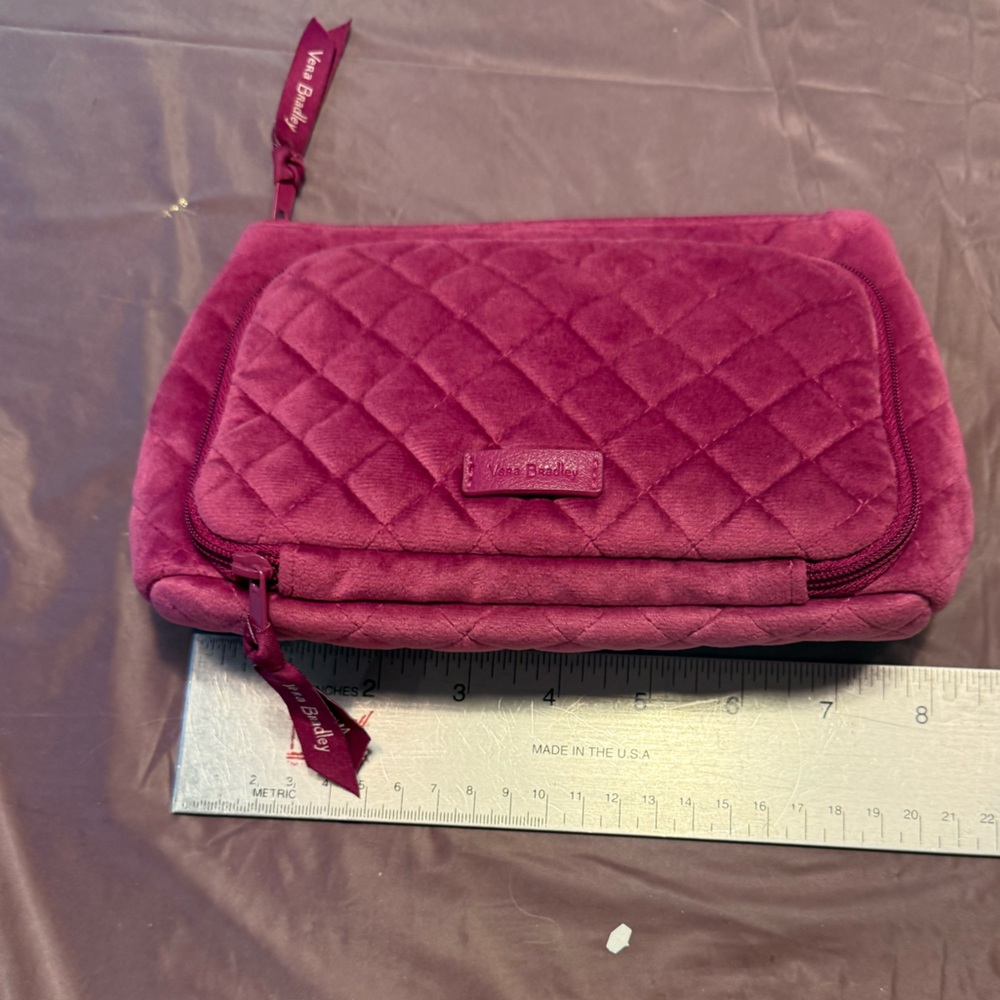 Vera Bradley Fuchsia Quilted Velvet Cosmetic Case - Picture 8 of 9